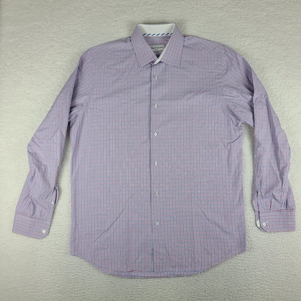 Robert Graham Shirt Mens 16.5 / 42 Blue Check Plaid 100% Cotton Dress Button Up